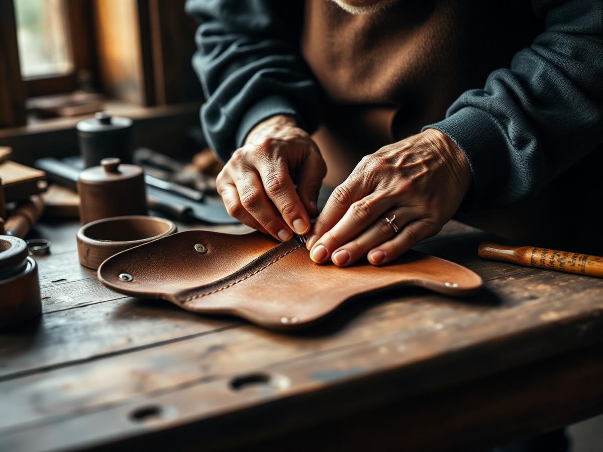 Leather craftsman at work